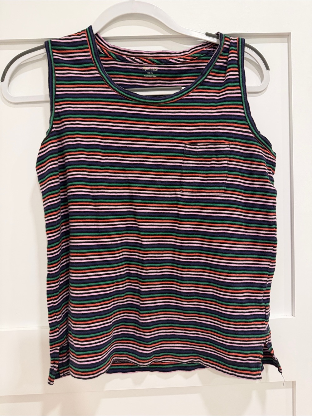 Madewell Girls' Striped Tank in Black, Pink, Green & Blue
